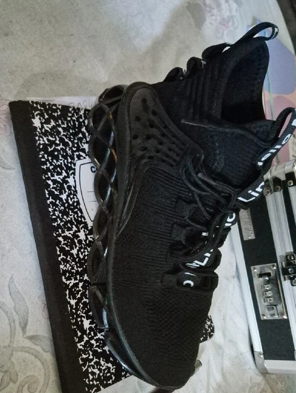 Hello MrLin Black High-Top Blade Sneaker Punk Techwear Shoes